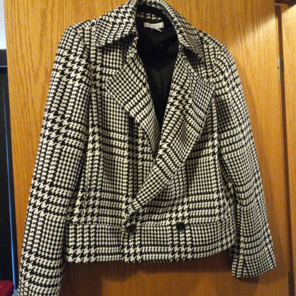 liz claiborne checkered jacket 25 long 22 armpit to arm XLT26 shoulder to hand